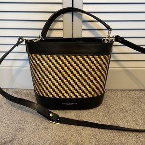 Divina Firenze Black and Tan Leather Bucket Bag